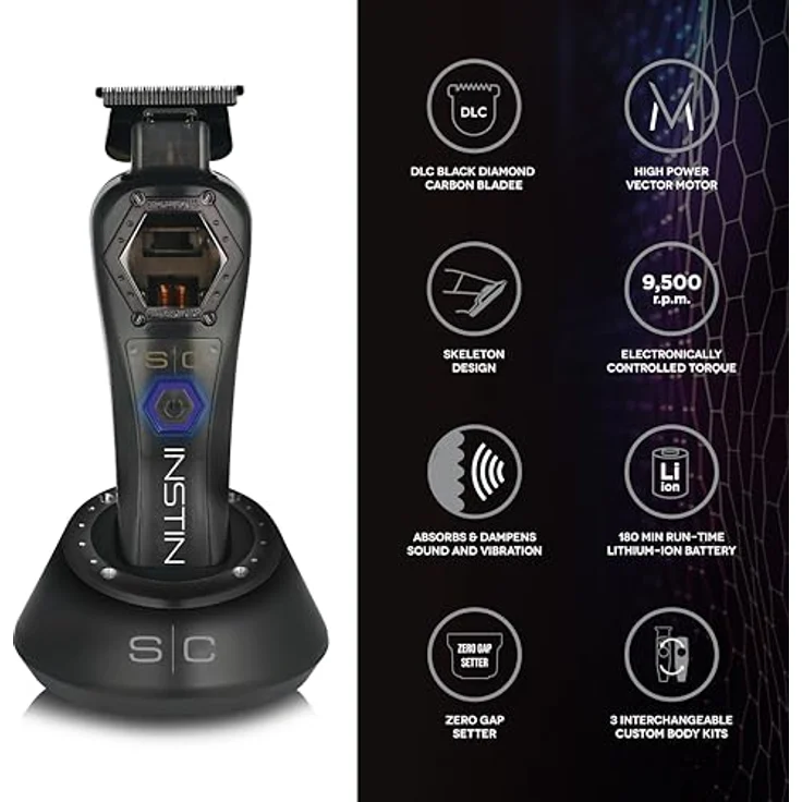 STYLECRAFT Professioneller Herren-Haarschneider Instinct Metal Trimmer, Dynamische Drehmomentsteuerung, 180 Min Autonomie, Verstellbare Klinge 0 Gap, Ganzmetall-Rückseite – Bild 2