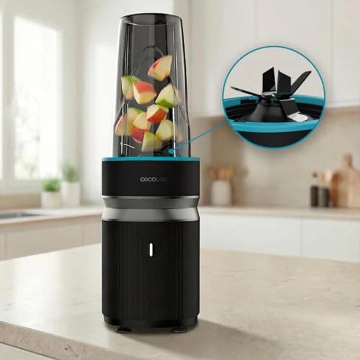 Cecotec Personal Blender PowerTitanium 1000 Push2Go, 1000 W, 6-flügelige Edelstahlklinge, 2 Becher à 700 ml mit Deckeln – Bild 3