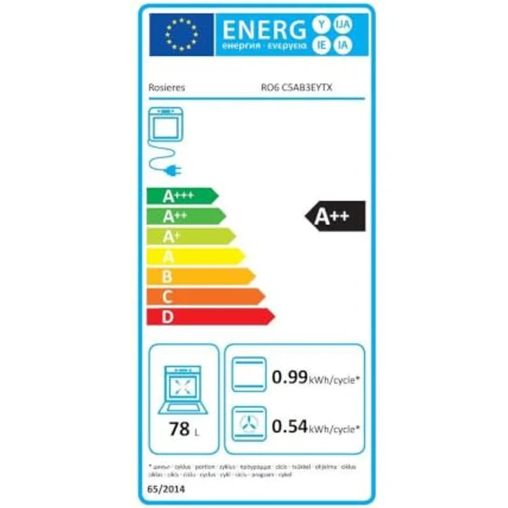 Rosieres RO6 C5AB3EYTX, Groß, Elektrischer Ofen, 78 l, Edelstahl und Schwarz, Hydrolytisch + Pyrolytisch, Wi-Fi-Konnektivität, AirFry-Funktion – Bild 4