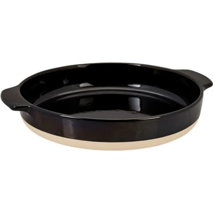 Lurch Terra Nova Ofenform rund, Keramik Ø26x5cm, schwarz/creme, hitzebeständig bis 250°C, leicht zu reinigen, 1300ml Volumen – Bild 1
