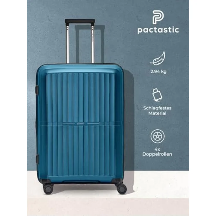 Pactastic Ultraleicht Hartschalen Check-in Koffer | Mittelgroßer Trolley 45 x 26 x 67 cm | von 71 auf 80 Liter erweiterbar nur 3,5 kg, Polypropylen | 4 Doppelrollen & TSA (Collection 01+) – Bild 3