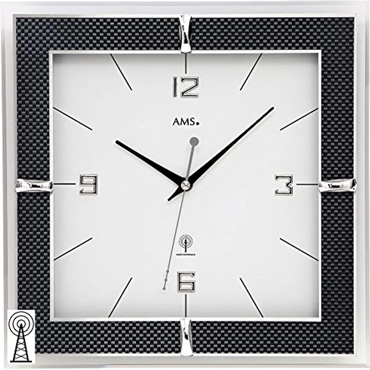 AMS Wanduhr, Holz, Weiß, 35 x 35 x 12 cm – Bild 1