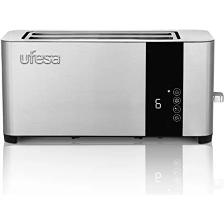 Ufesa Duo Plus Delux Toaster 2 Scheiben aus Edelstahl, LCD-Digitalbildschirm, 1400 W, Toaster Langschlitz, breiter Mund, 7 Röststufen – Bild 1