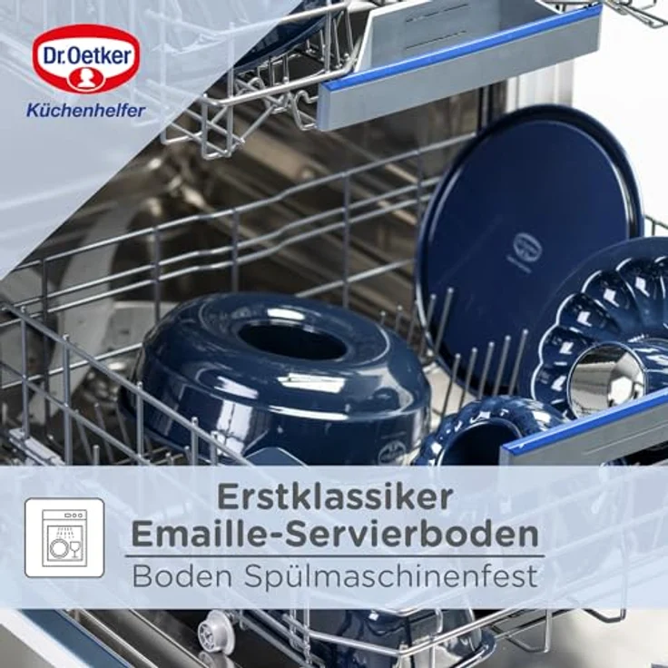 Dr. Oetker Springform Ø 28 cm BACK-LIEBE EMAILLE, Backform mit schnitt- & kratzfestem Flachboden mit le-Versiegelung, runde Kuchenform mit Ring aus Stahlblech (Farbe: Blau), Menge: 1 Stück – Bild 7