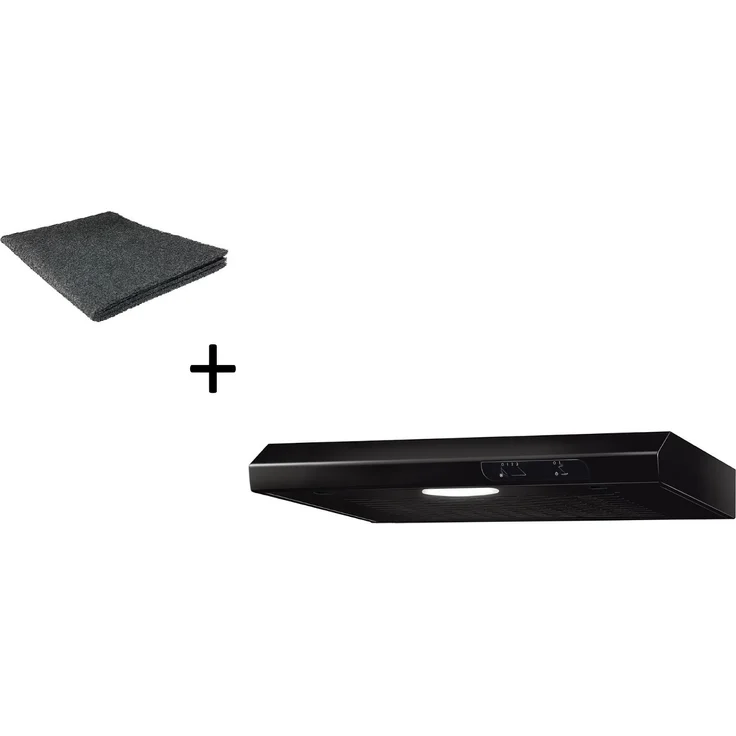 Respekta Dunstabzugshaube Unterbauhaube DH 630 SL, 60 cm schwarz, inkl. Aktiv-Kohlefilter, Energieeffizienzklasse C, 3 Geschwindigkeitsstufen