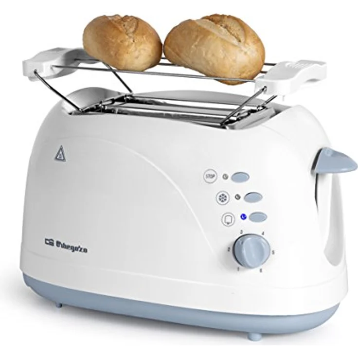 Orbegozo TO3010 Toaster, 700 W, 2 Schlitze, Brötchenaufsatz, hitzeisolierte Ummantelung, Krümelschublade, Weiß – Bild 4
