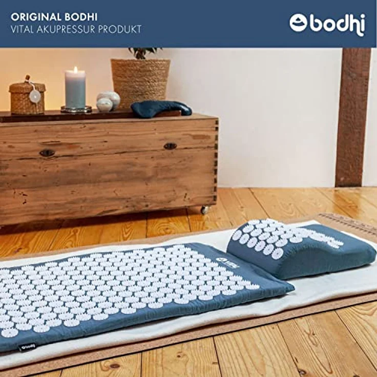 bodhi Vital Akupressur DELUXE-Set XL, Nagelmatte mit Kissen, Fußmatte SOFT & Tasche, blau – Bild 6