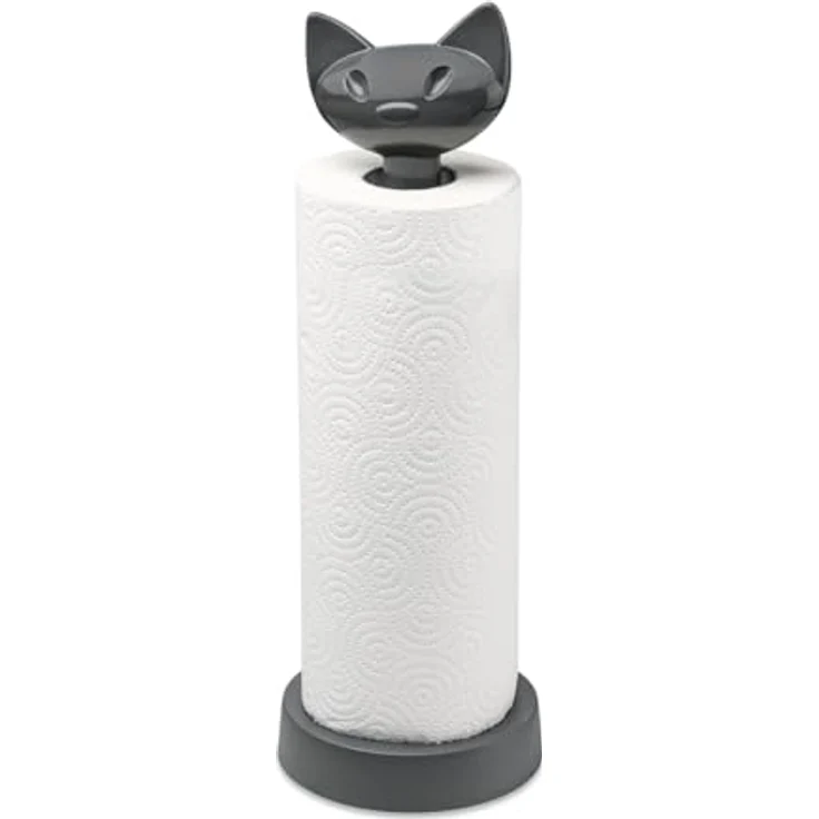 Koziol Küchenrollenhalter Miaou, Papierrollenspender, Kunststoff-Holz-Mix, Nature Ash Grey, 7225701 – Bild 2