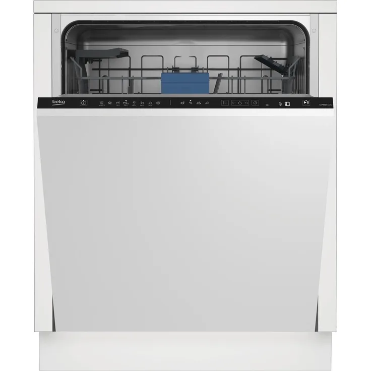 Beko BDIN38451 Geschirrspüler 60 cm, vollintegrierbar, 8 Spülprogramme, LCD-Display, höhenverstellbarer Oberkorb, Auto Door