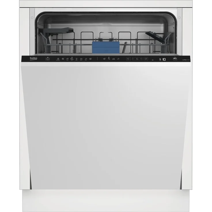 Beko BDIN38451 Geschirrspüler 60 cm, vollintegrierbar, 8 Spülprogramme, LCD-Display, höhenverstellbarer Oberkorb, Auto Door