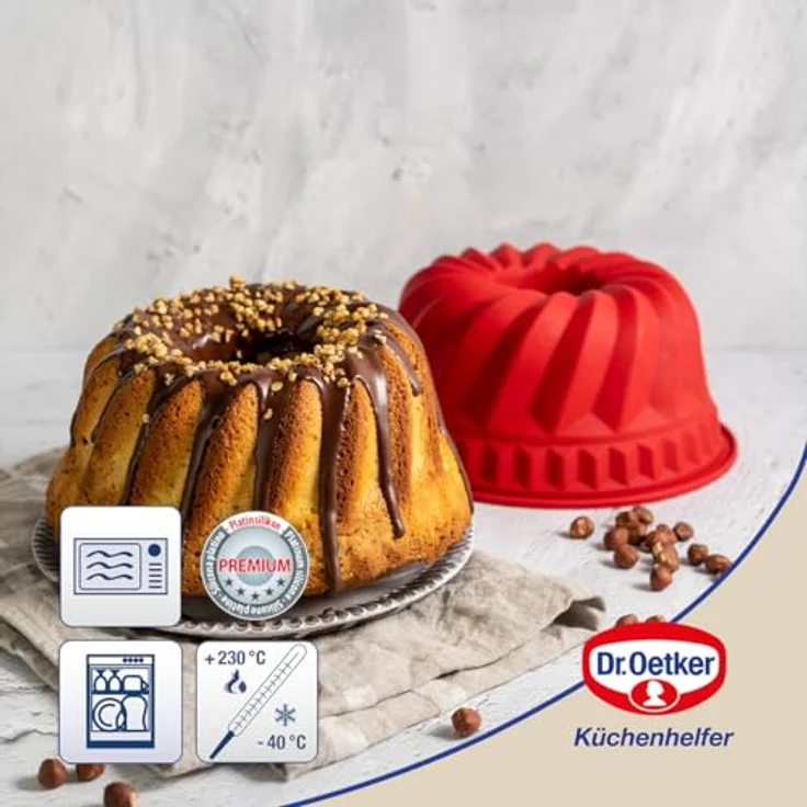 Dr. Oetker Gugelhupfform Ø 22 cm Flexxibel, Backform für Gugelhupf aus Silikon, Bundform für eindrucksvolle Kreationen, hochwertige Silikon-Kuchenform, Menge: 1 Stück – Bild 3