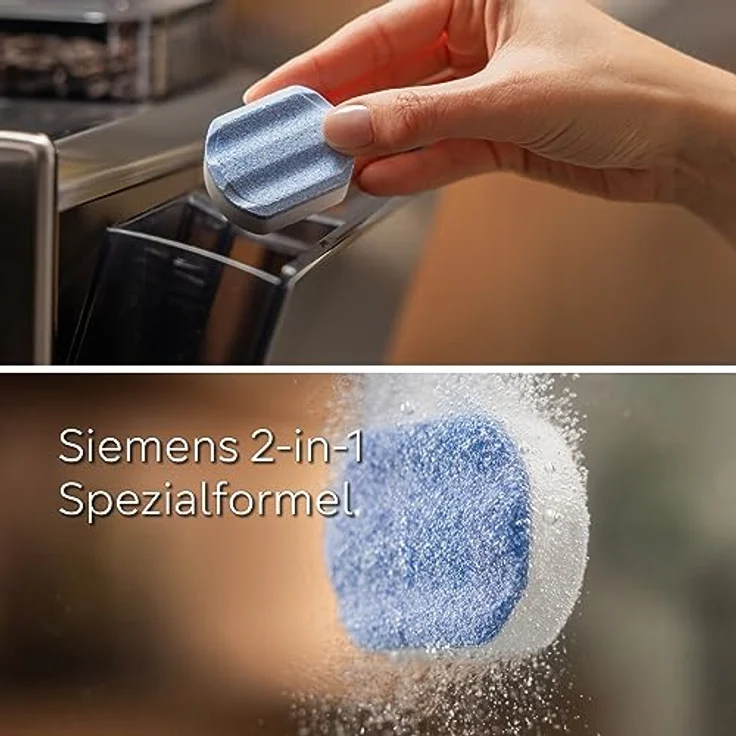 Siemens Multipack TZ80003A, Inhalt: 1 x 10 Reinigungstabletten (je 2,2 g) und 2 x 3 Entkalkungstabletten (je 36 g), für Kaffeevollautomaten der EQ Serie, weiß – Bild 3