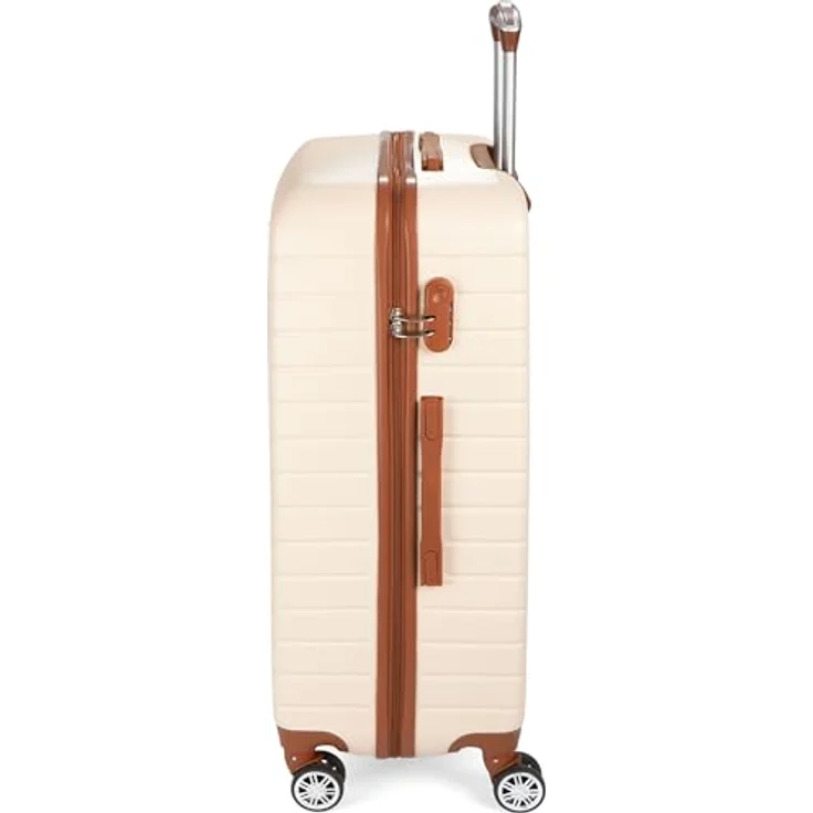 BRUBAKER Hartschalen Koffer Paris - XL Reisekoffer Trolley mit Zahlenschloss und 4 Rollen - Creme Weiß und Hellbraun – Bild 3