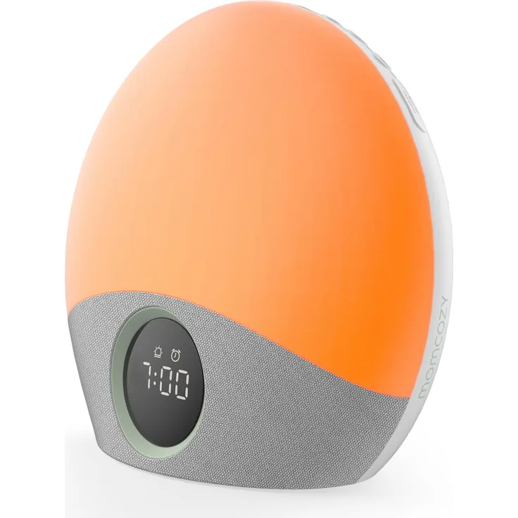 Momcozy Sunrise Echo, Wecker und Klangmaschine mit 5 Klängen, 7-Farben-Nachtlicht und Digitaluhr
