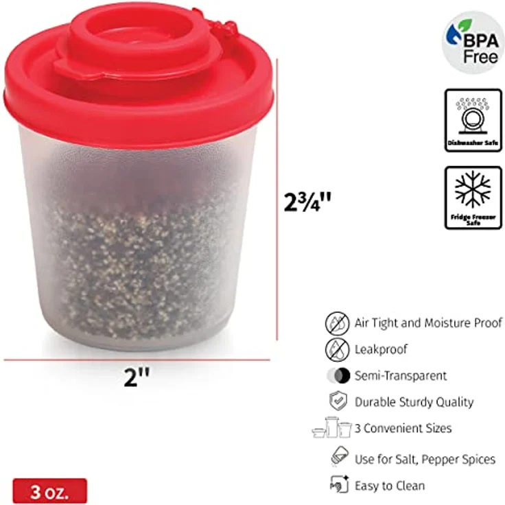 Signora Ware kleine Salz- und Pfefferstreuer für unterwegs - Mini Streuer Set für Salz und Pfeffer mit Deckel zum mitnehmen - Perfekt für Reisen, Camping und To-Go - Verschließbar - 85g, 2er Packung – Bild 6