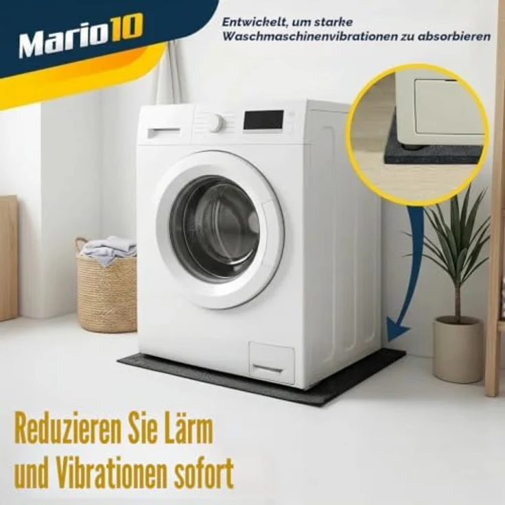 Mario10 Anti-Vibrations-Waschmaschinenmatte, 60x60x1,5 cm, geruchsneutral und wasserdicht, Gummimatte, Made in EU – Bild 2