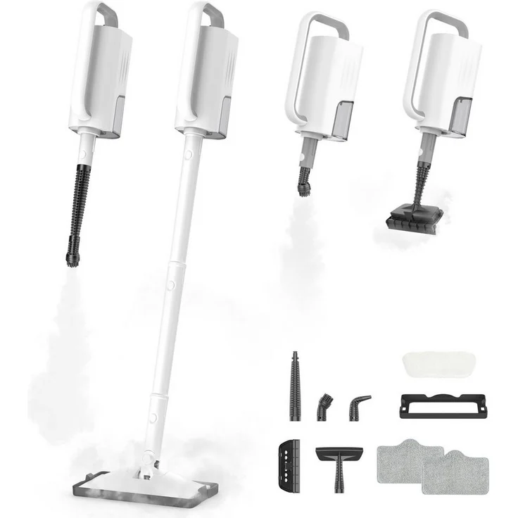 Teendow Dampfreiniger 6 in 1, Handgerät mit Teppichgleiter, 1300 W, beutellos, 7 m Kabel, multifunktional für Böden und Teppiche