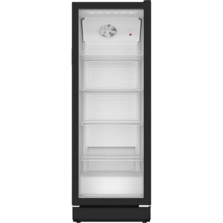 SCHOEPF GKS300SB, gewerblicher Getränkekühlschrank mit 300 L, Umluft, Glastür, 4 verstellbare Drahtablagen, weiß, 169 cm Höhe, Energieeffizienzklasse B