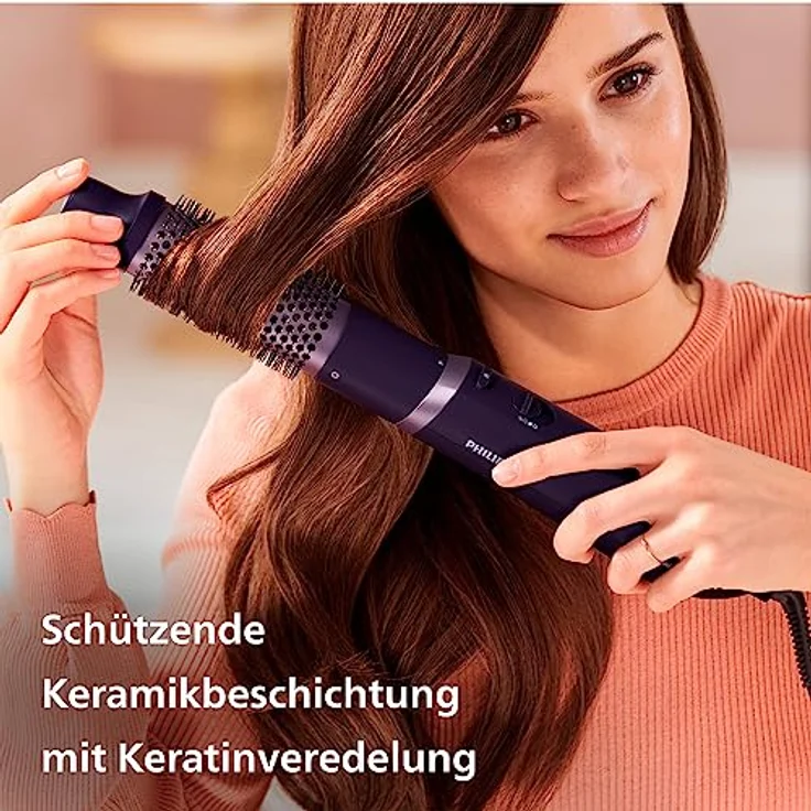 Philips Warmluftbürste AirStyler Series 3000 BHA305/00, mit Ionen-Technologie, Keratin-Keramikbeschichtung und 3 Aufsätzen, schwarz – Bild 4