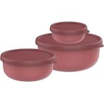 Mepal - Mikrowellengeschirr set 3-teilig Lumina - Frischhaltedosen mit Deckel für Kühlschrank, Gefrierschrank, Dampfgarer & Mikrowelle - Aufbewahrungsbox - 250 + 750 + 1500 ml - Vivid mauve