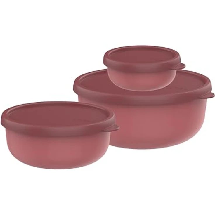 Mepal - Mikrowellengeschirr set 3-teilig Lumina - Frischhaltedosen mit Deckel für Kühlschrank, Gefrierschrank, Dampfgarer & Mikrowelle - Aufbewahrungsbox - 250 + 750 + 1500 ml - Vivid mauve – Bild 1