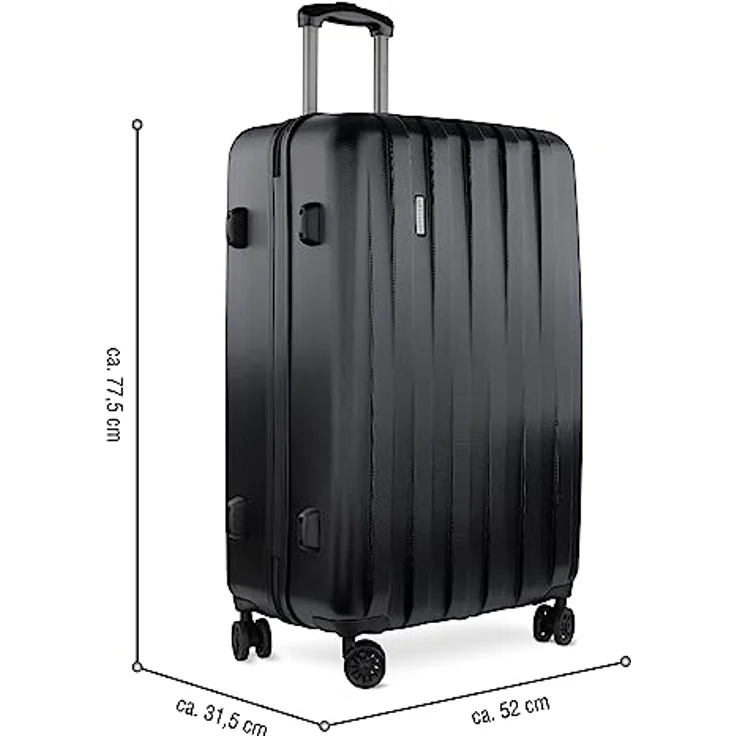 bugatti Lima Hartschalenkoffer 77,5x52x31,5 cm, 91,7L, 4-Rollen mit TSA-Schloss, Schwarz – Bild 2