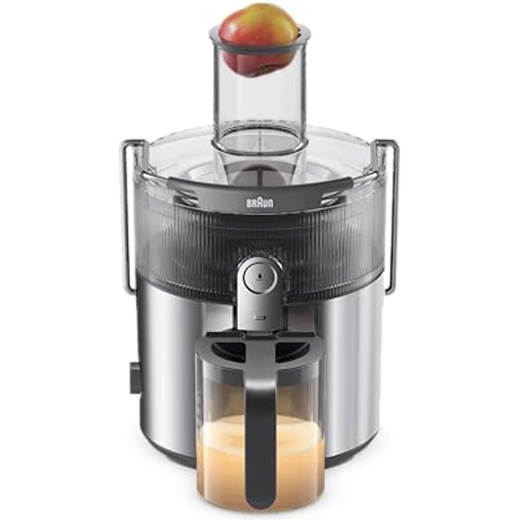 Braun MultiJuice 7 SJ700, Zentrifugalentsafter mit ColdXtract-Technologie, 75 mm Einfüllöffnung, 2L Tresterbehälter, 1000W, Grau – Bild 2