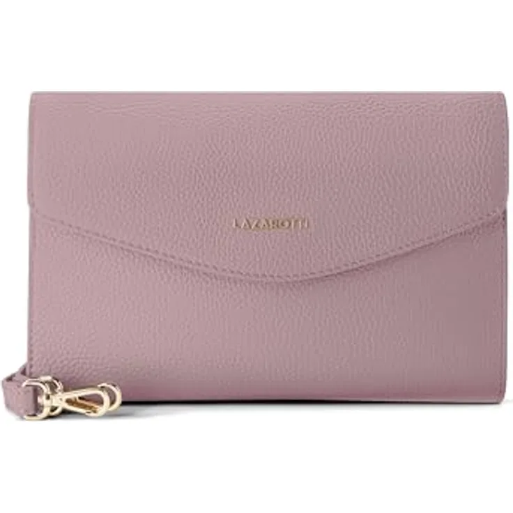 Lazarotti Bologna Leather Clutch, Umhängetasche aus 100% Leder, 23 cm, rosa
