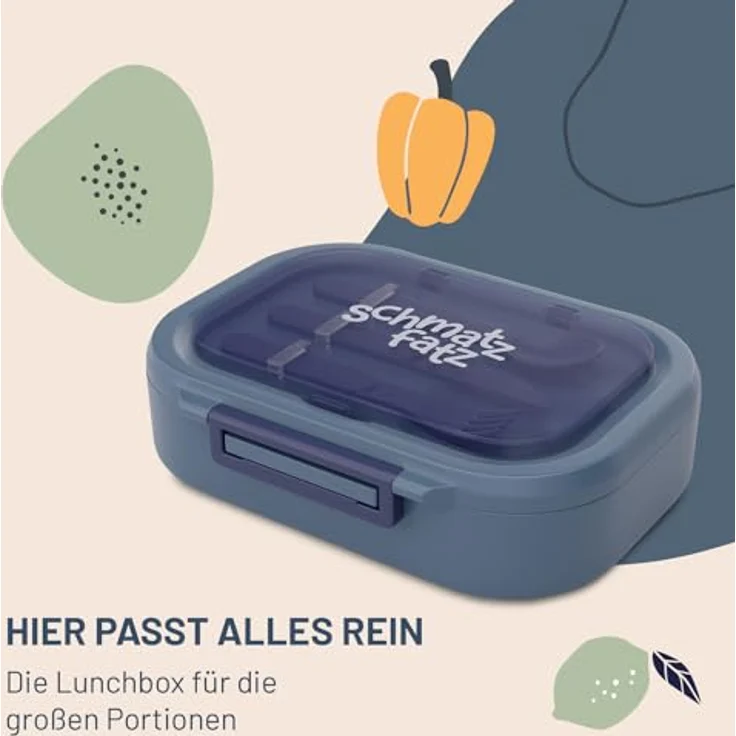 Klarstein Bunko Lunchbox 3 Fächer, BPA-frei mit 3-tlg. Besteck, 21 x 14,5 x 5,5 cm, luftdicht verschlossen – Bild 2
