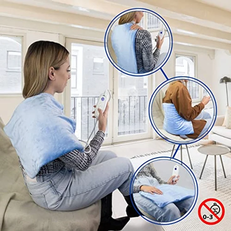 Mobiclinic, Heizkissen, wärmekissen, Rückenheizkissen, Sehr niedriger Verbrauch, 6 Temperaturstufen, Abschaltautomatik, Europäische Marke, Muskel, Nack – Bild 3