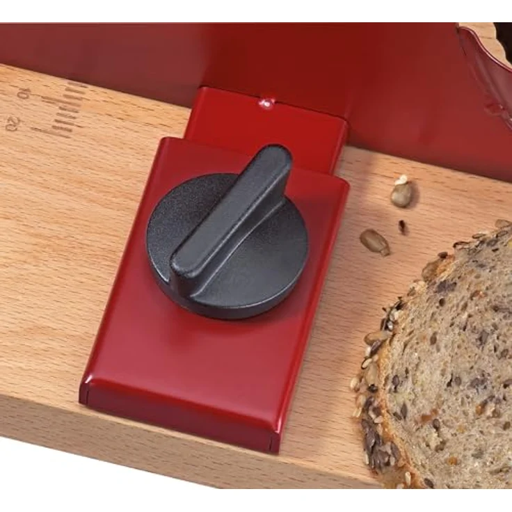 ZASSENHAUS Brotschneidemaschine PURE, manuelle Allesschneider mit Edelstahlmesser und stufenloser Schnittstärke, rot – Bild 4