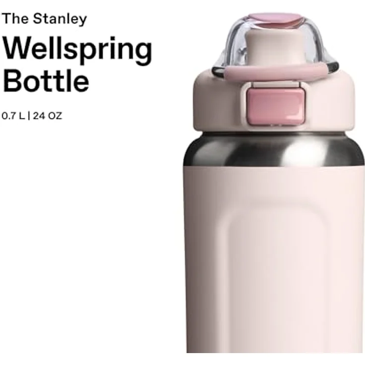 STANLEY 1913 Wellspring Bottle 0.7L, Edelstahlflasche mit auslaufsicherem Deckel, 12 Stunden Kühlung, 40 Stunden eisgekühlt, BPA-frei, spülmaschinenfest, Rose Quartz – Bild 3