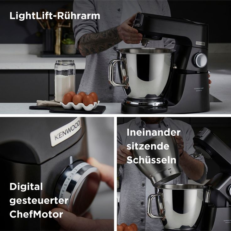 Kenwood KVL85.004.BK Titanium Chef Baker XL Küchenmaschine, 1200W, 5L,7L Schüssel, schwarz, Serie: Titanium Chef Baker XL – Bild 5