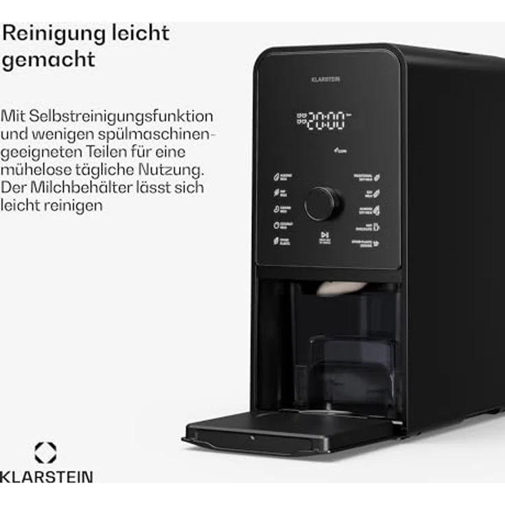 Klarstein Marcia Touch Nussdrink- und Haferdrinkmaschine, 1200W, 12 Programme, Selbstreinigung, 1,2L Edelstahl, LCD-Touch – Bild 6