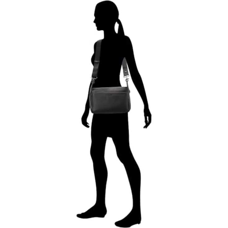 Mandarina Duck Mellow Leather Crossover, Handtasche aus italienischem Leder, quadratisches Design, verstellbarer Riemen, Reißverschluss, Schwarz – Bild 4