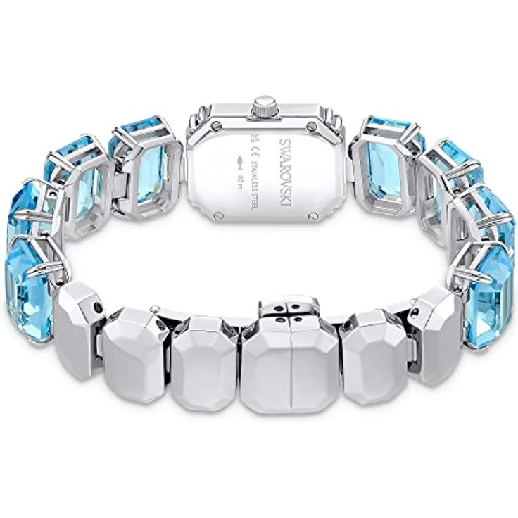 Swarovski Millenia Uhr, blaue Damenuhr mit Edelstahlarmband und strahlenden Swarovski Kristallen – Bild 3