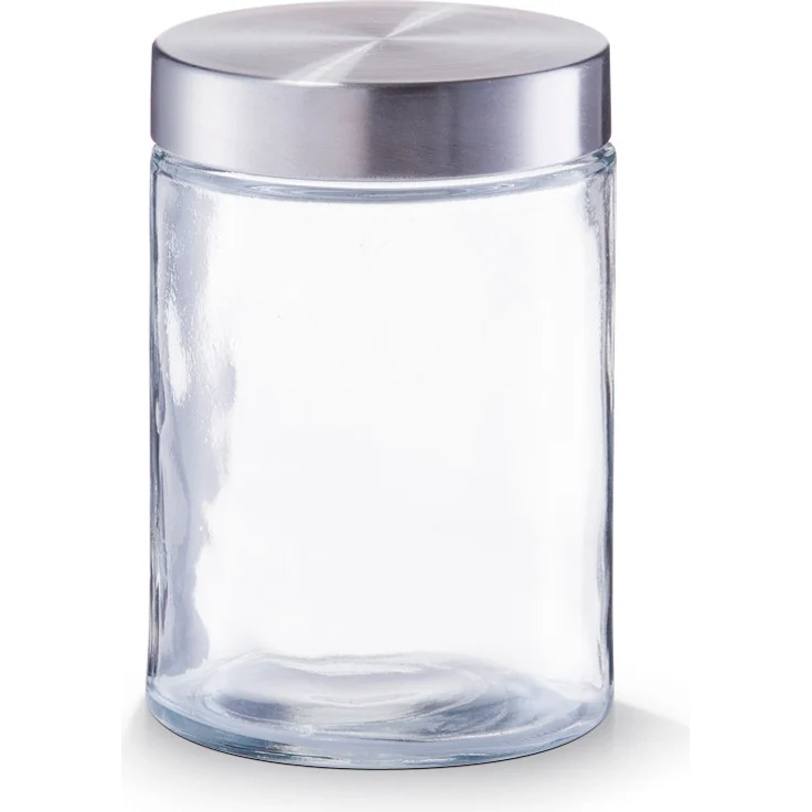 Zeller Vorratsglas, 1100 ml, Edelstahldeckel Ø11x16,5, dekoratives Aufbewahrungsglas in Edelstahl