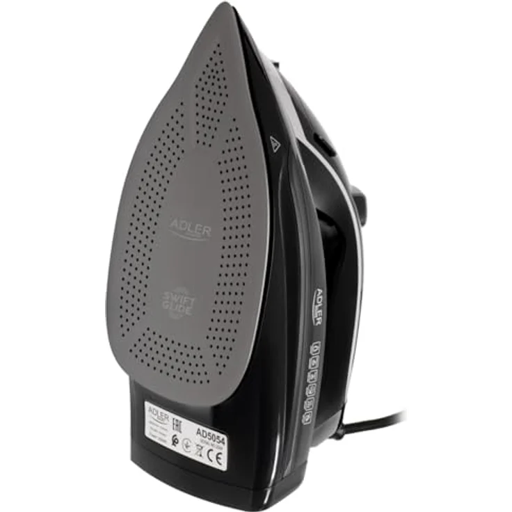 Adler Żelazko parowe AD 5054, Dampfbügeleisen mit 3000 Watt, Schwarz und Grau, 260 g/min Dampfausstoß, Keramikbeschichtung, 0,45 l Wassertank – Bild 2