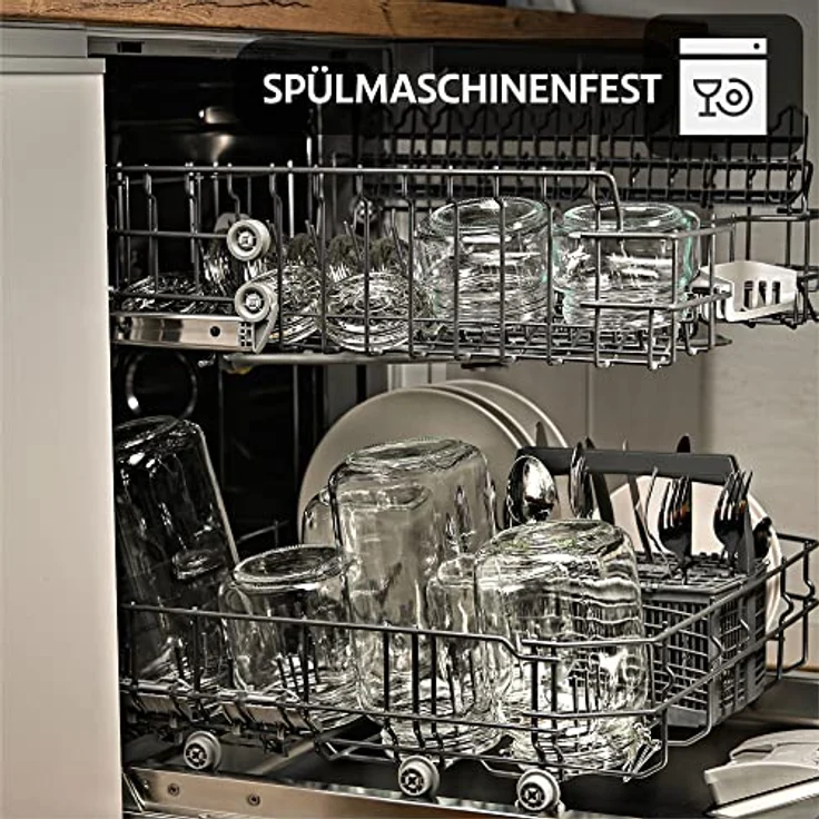 Niboline 4 Einmachgläser mit Bügelverschluss 1,5l - Luftdicht & langlebig - Mit Etiketten, Stift und extra Silikondichtungen - Spülmaschinenfest – Bild 8