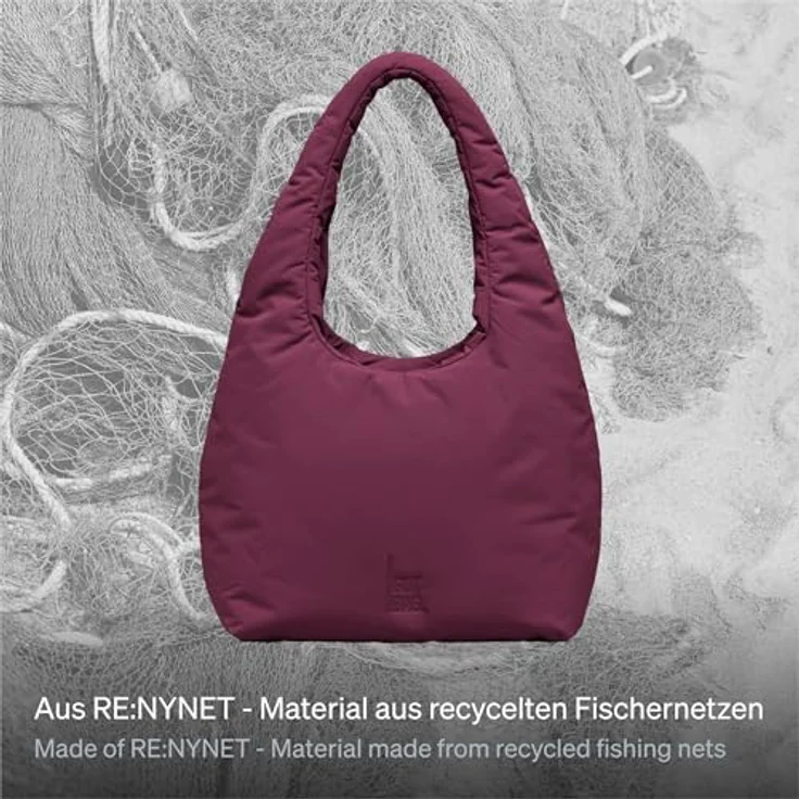 GOT BAG CLOUD, Damen Umhängetasche aus recyceltem Nylon im Puffer-Look, Rot, ca. 40 x 55 x 16 cm, mit praktischen Magnetverschluss und Reißverschluss-Innentasche – Bild 2