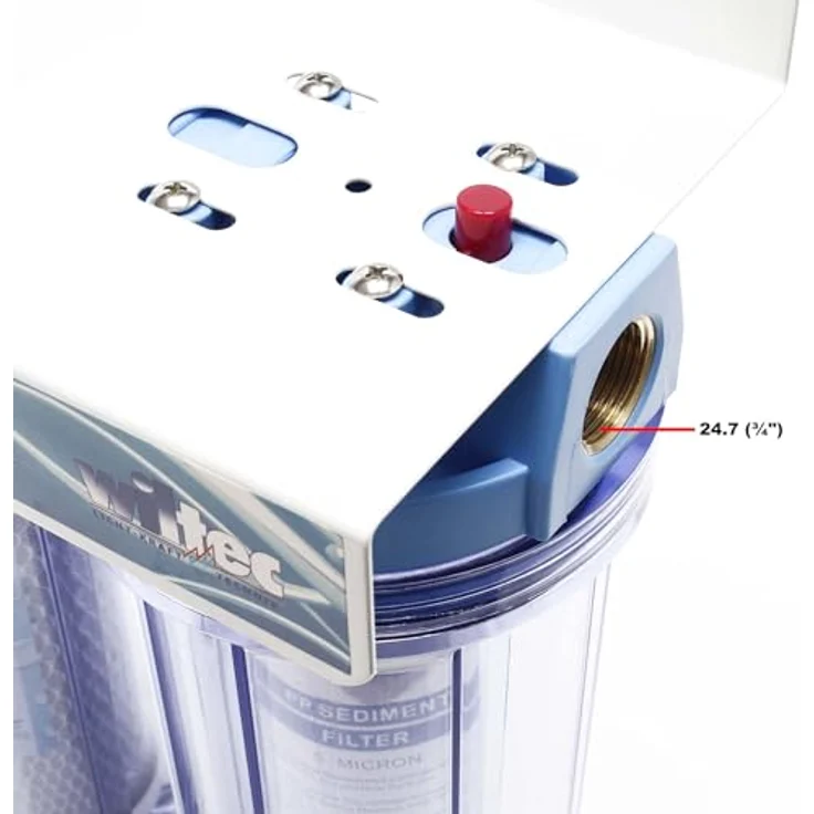 Naturewater NW-PR102 2 Stufen Wasserfilter Doppelfilter, 5 µ, 26,16 mm (3/4"), Ø62 mm PP Kartusche, Filter Wandhalterung, Filterschlüssel, Sedimentfilter Aktivkohleblock, blau – Bild 4