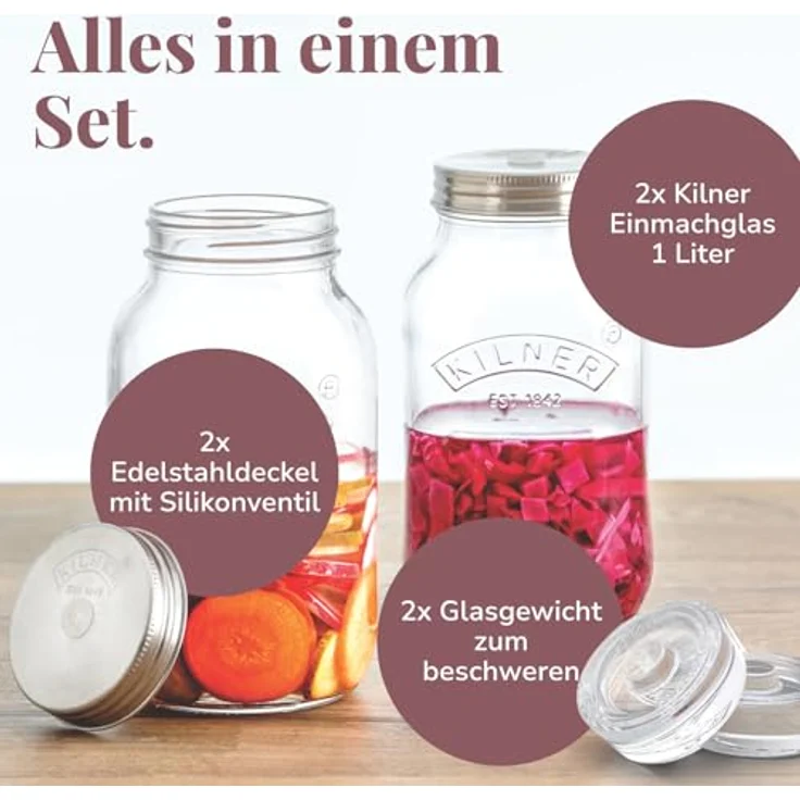 Kilner 2er Set Fermentationsgläser 1 Liter – Bild 8