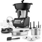 ETA Leonardo Plus I Küchenmaschine mit Kochfunktion und Waage I Dämpfen I Garen I 1000 W I 3.5l Edelstahlschüssel I LCD Display mit vielen integrierten Rezepten I 15 Funktionen I Schwarz