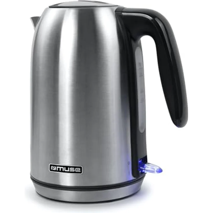 Muse Edelstahl Wasserkocher 1.7L, BPA-frei, 2200W, isolierter Griff, beleuchteter Schalter, herausnehmbarer, waschbarer Filter – Bild 1