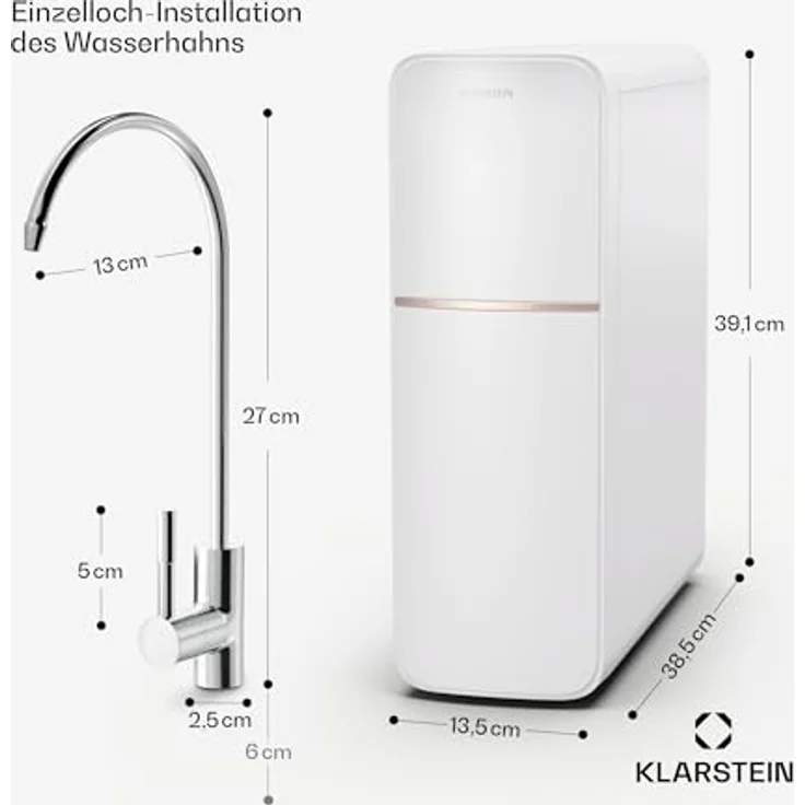 Klarstein PureLine 800 Wasserfiltersystem, 5-stufiges RO-Filter-System mit 800 GPD, inkl. Wasserhahn und 2 Filtern für Home Office – Bild 7