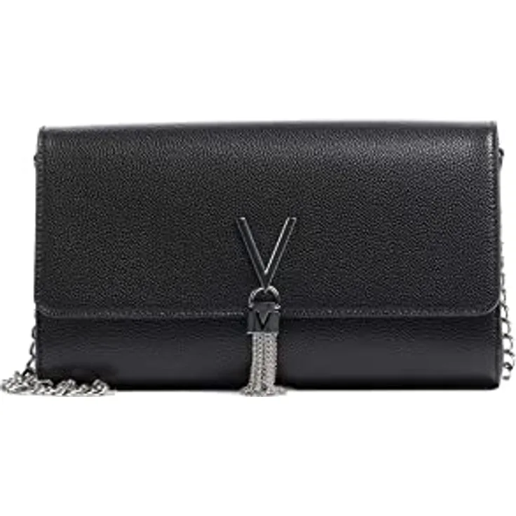 Valentino Divina Clutch Tasche, schwarz, 100% Kunstleder, 26 cm x 7 cm x 15 cm