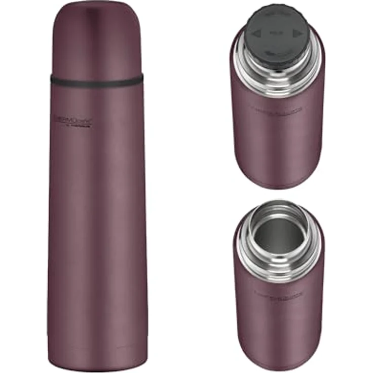THERMOcafé by THERMOS TC BEVERAGE BOTTLE burgundy mat, Edelstahl-Thermosflasche 0,50l, 12h heiß & 24h kalt, auslaufsicher, mit Trinkbecher, ideal für Schule und Büro – Bild 2