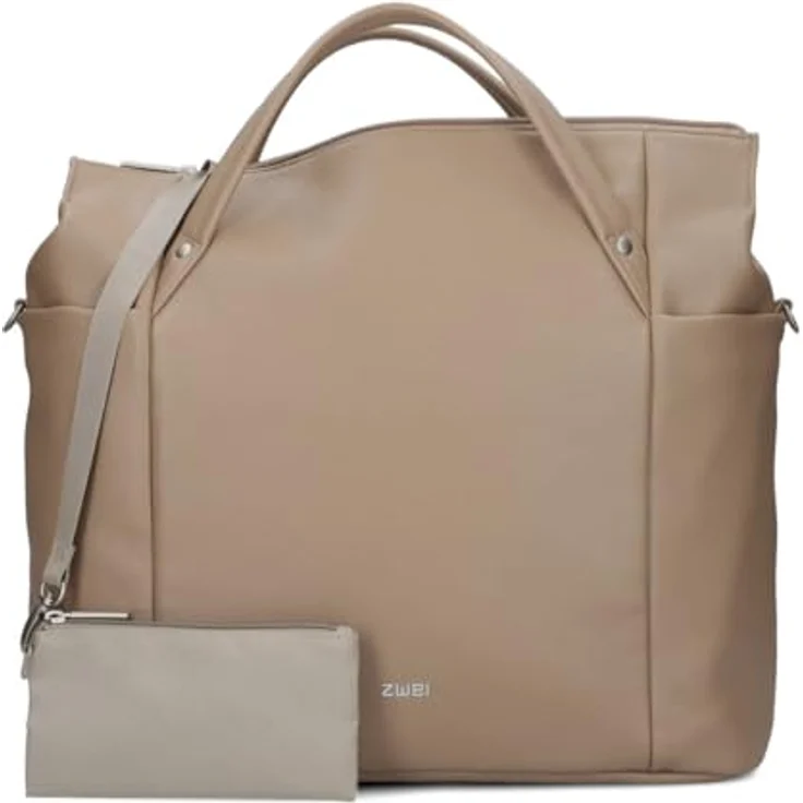 ZWEI Handtasche Pia PI160 Shopper, elegante Tote Bag aus weichem Kunstleder, braun, 49 x 16 x 36 cm – Bild 5