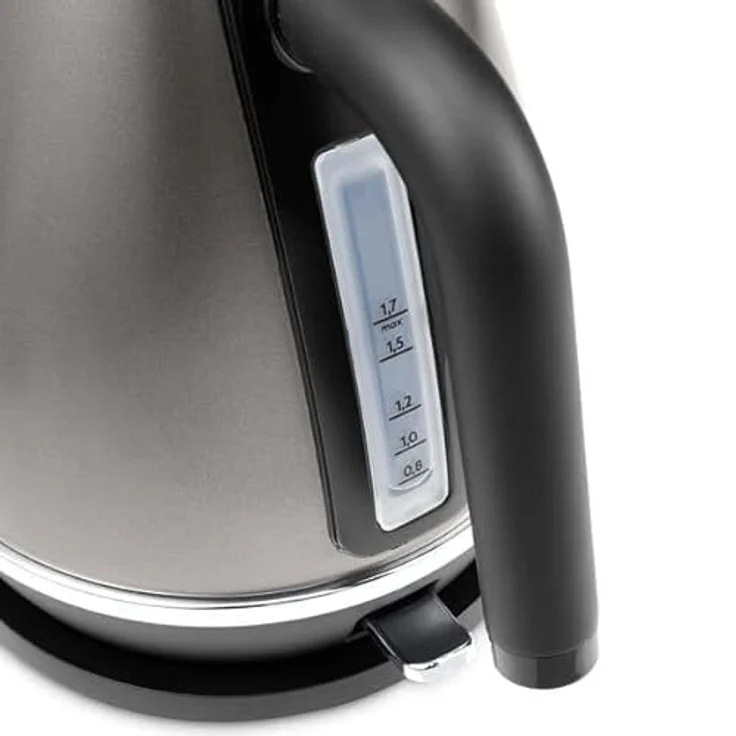 De'Longhi Wasserkocher Distinta Titanium KBIN2001.TB 360° Drehbarer Sockel Wasserstandanzeige 2000 W Herausnehmbarer Entkalker 1,7 L Schwarz – Bild 4