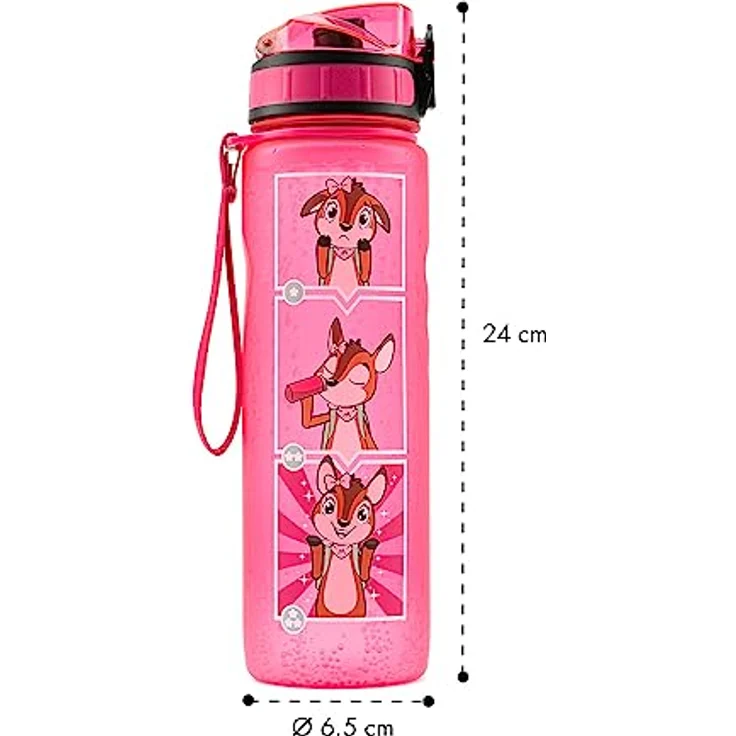 Lyseren Kindertrinkflasche 600 ml Trinkskala auslaufsicher Fruchtfilter Pink – Bild 9